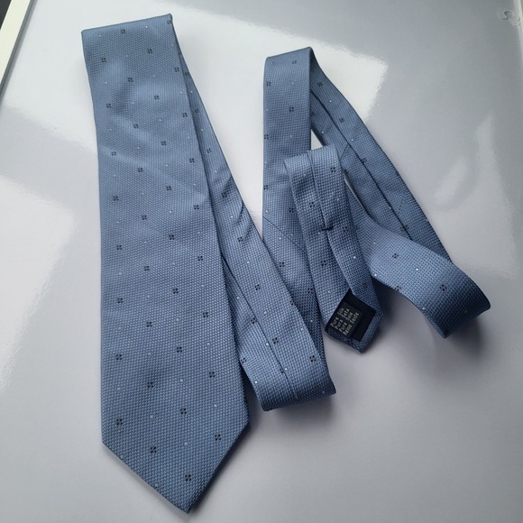 batistini‎ blue silk tie dots tiny pattern - Picture 1 of 5